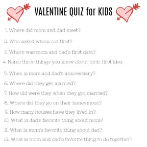 A Family Valentine's Day and a Valentine Quiz for Kids - Brooke Romney