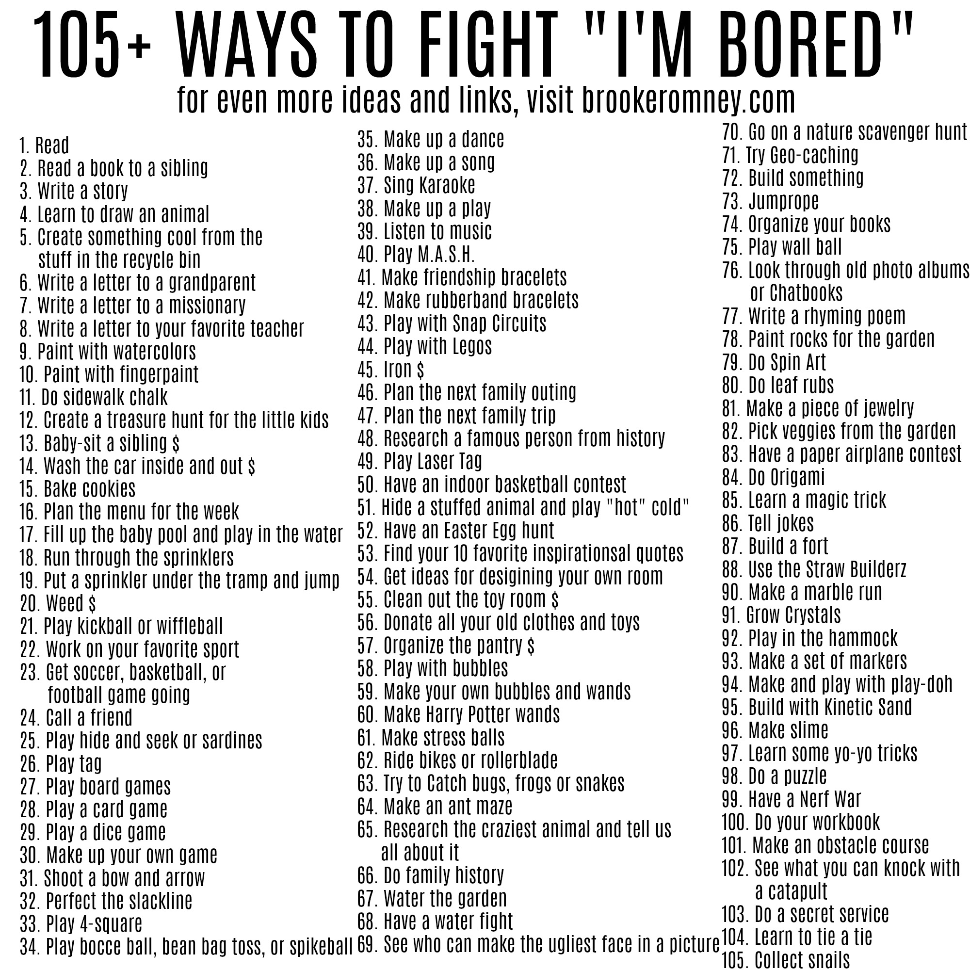 100 Ways To Fight I M Bored This Summer Brooke Romney Writes