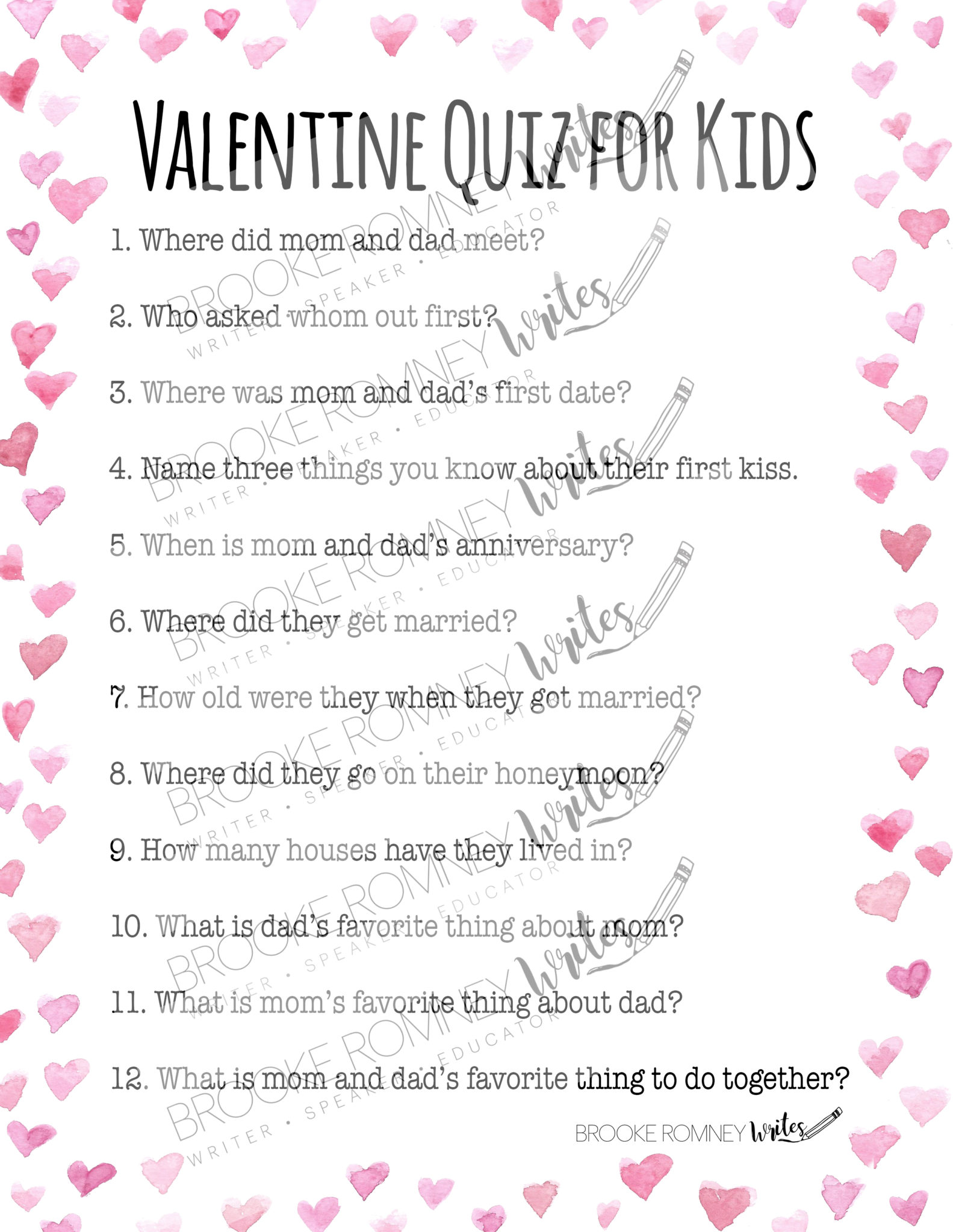 A Family Valentine Quiz | Brooke Romney Writes