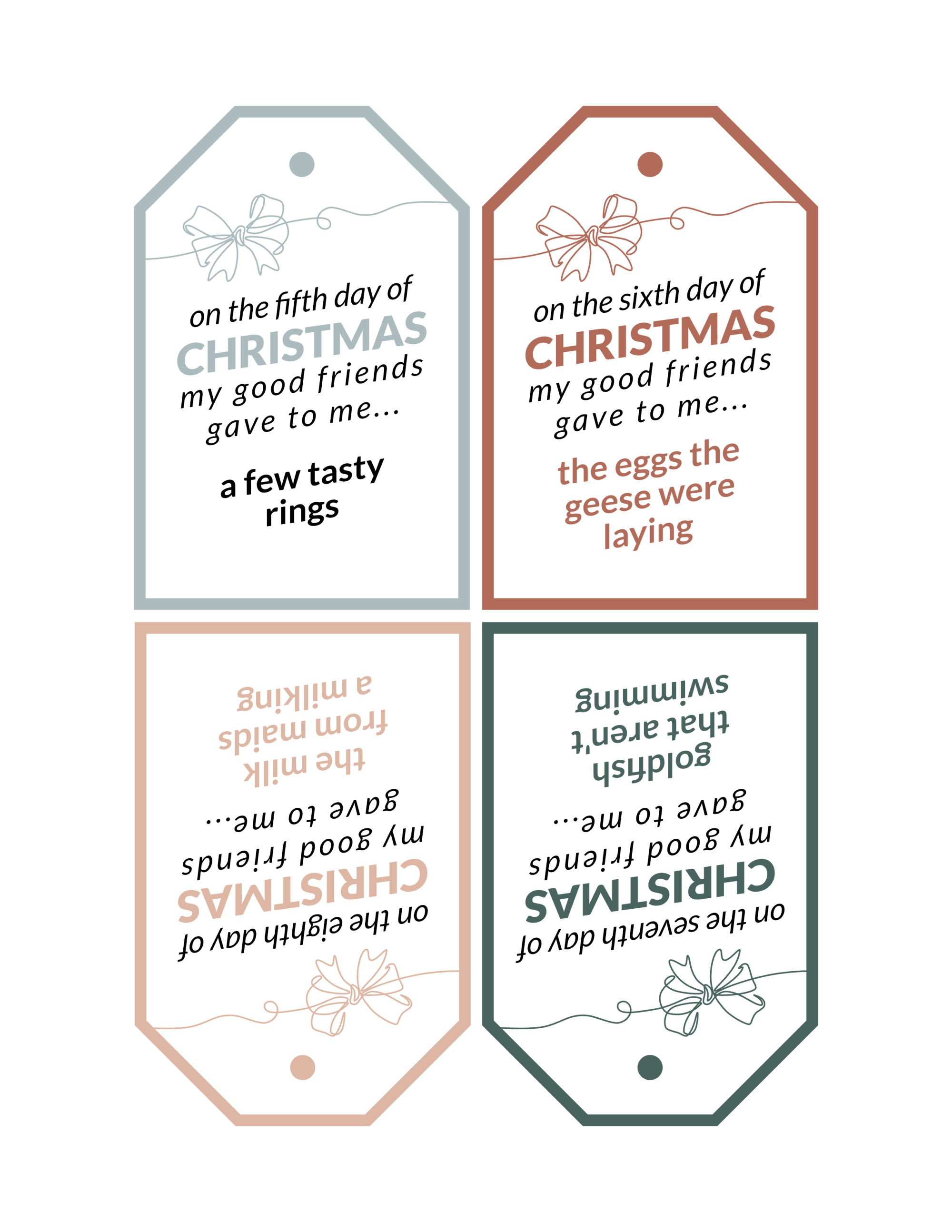 EDITABLE 12 Days of Christmas Gift Tags, 12 Days of Christmas Cards,  Printable Christmas Cards, Blank 3x4 Card, INSTANT DOWNLOAD 600 - Etsy