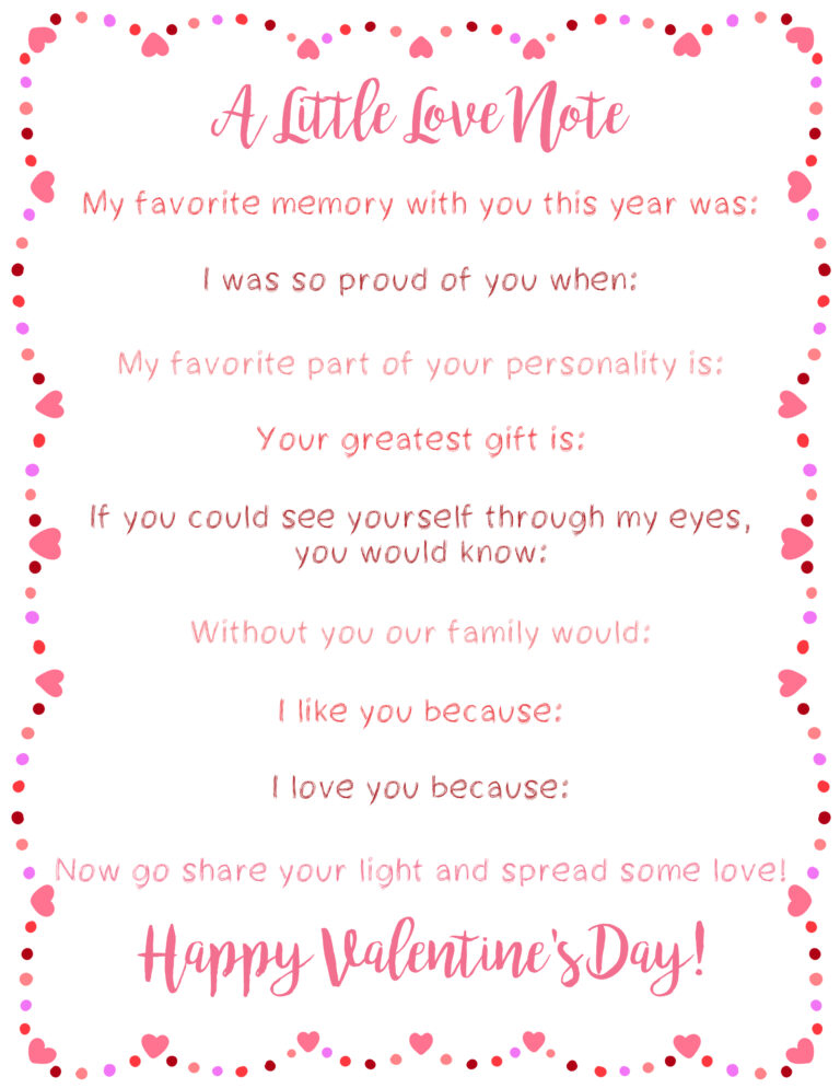 Free Valentine Printable: A Love Note to Your Teen - Brooke Romney Writes