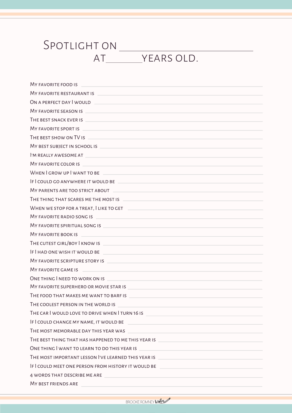 Yearly Spotlight Quiz Brooke Romney Writes